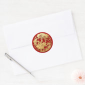 Goud Chinees Papier-gesneden Tijger Jaar Kies Kleu Ronde Sticker (Envelop)