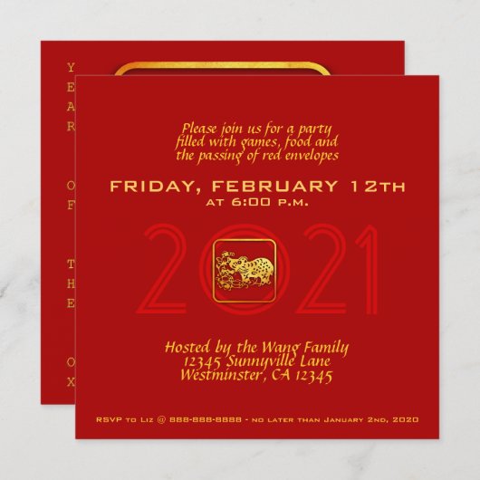 Goud Chinees papier, zes jaar oud Kies Kleur SqInv (Voorkant / Achterkant)