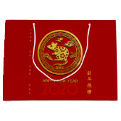 Goud Chinees Rat Jaar met papiersnijden Kies Kleur Groot Cadeauzakje (Voorkant)