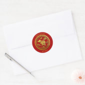 Goud Chinees Rat Jaar met papiersnijden Kies kleur Ronde Sticker (Envelop)