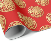 Goud Chinees tijdenjaar met papiersnijden Kies kle Cadeaupapier (Rol Hoek)