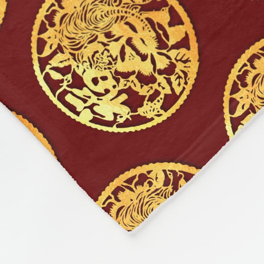 Goud Chinees tijdenjaar met papiersnijden Kies kle Fleece Deken (Hoek)