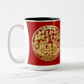 Goud Chinees tijdenjaar met papiersnijden Kies kle Tweekleurige Koffiemok (Links)
