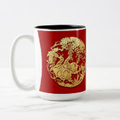 Goud Chinees tijdenjaar met papiersnijden Kies kle Tweekleurige Koffiemok (Links)