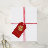 Goud Chinees tijdenjaar met papiersnit Kies kleur Cadeaulabel (Met Touw)