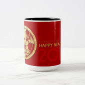 Goud Chinees tijdenjaar met papiersnit Kies kleur  Tweekleurige Koffiemok (Center)