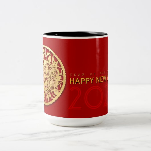 Goud Chinees tijdenjaar met papiersnit Kies voor d Tweekleurige Koffiemok (Center)