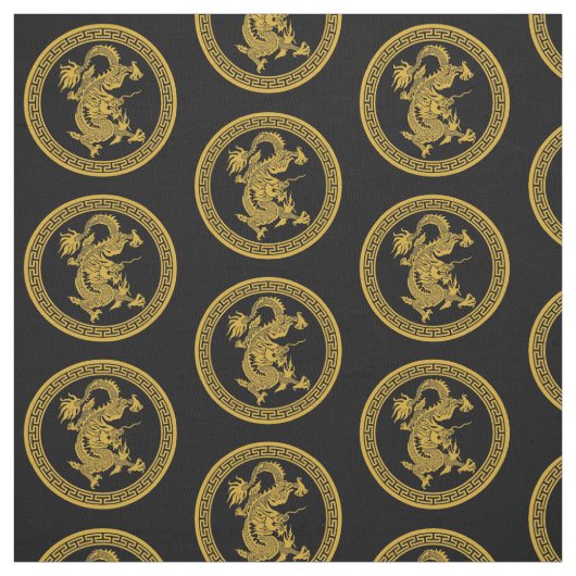 Goud Chinese draak medaillon Stof (Swatch)
