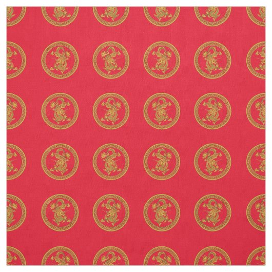 Goud Chinese draak medaillon Stof (Swatch)