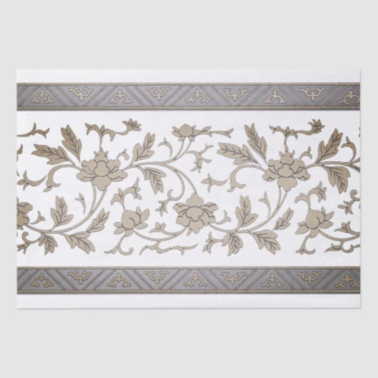 Goud Chinoiserie Bloemen Decoupage Tissuepapier (Voorkant)