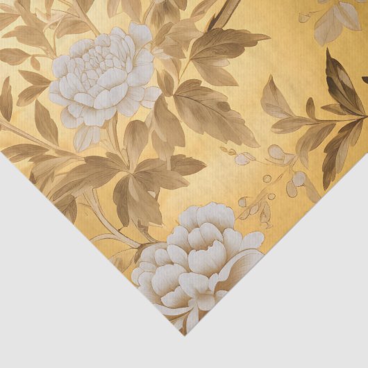 Goud Chinoiserie Bloemen Weefsel Papier (Detail)