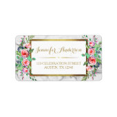 Goud chique marmer mooie bloemige Rozen Etiket (Voorkant)