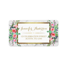 Goud chique marmer mooie bloemige Rozen Etiket