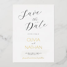 Goud Chique Script Bruiloft Save the Date Kaart