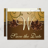 Goud & Chocolade Bruin Fall Wedding Save the Dates Aankondigingskaart (Voorkant / Achterkant)