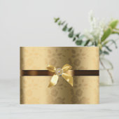 Goud & Chocolade Bruin Gouden Boog en Sprankel Kaart (Staand voorkant)