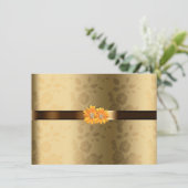 Goud & Chocoladebruin, Gele Bloemen Bruiloft Kaart (Staand voorkant)
