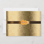 Goud & Chocoladebruin, Gele Bloemen Bruiloft Kaart (Voorkant)