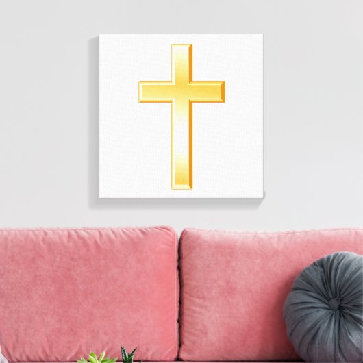 Goud Christelijk Kruis Canvas Art (Insitu (Woonkamer))