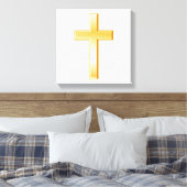Goud Christelijk Kruis Canvas Art Afdruk (Insitu (Slaapkamer))