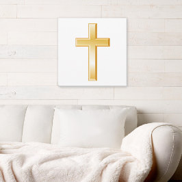 Goud Christelijk Kruis Canvas Art Afdruk