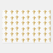 Goud Christelijk kruispatroon wit Inpakpapier Vel (Voorkant)