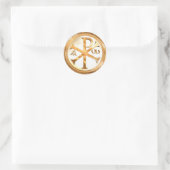 Goud christogram ronde sticker (Tas)