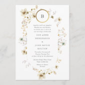 Goud Cirkel Monogram Ovaal Gedroogde wilde bloem Kaart (Voorkant)