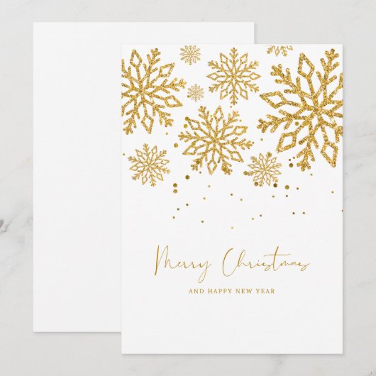 Goud Classy en Elegant Persoonlijk Kerstmis Feestdagenkaart (Voorkant / Achterkant)