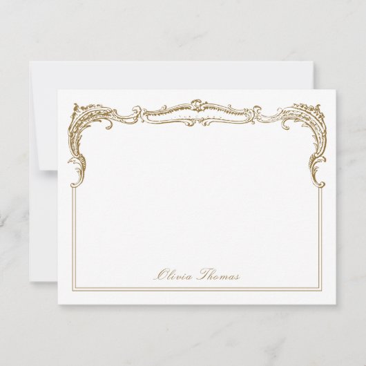 Goud Classy Script gepersonaliseerd briefpapier Notitiekaartje (Voorkant)