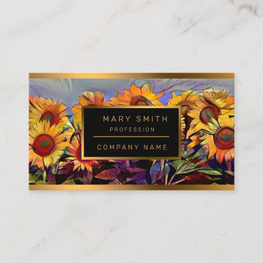 Goud Collectie van zonnebloemen Visitekaartje (Voorkant)