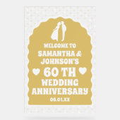 Goud Confetti 60e trouwdag Frosted Acryl Bord (Voorkant)