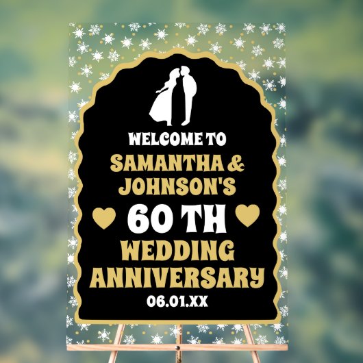 Goud Confetti 60e trouwdag Welkom Acryl Bord (Neutraal)