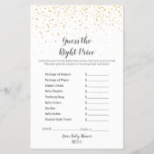 Goud Confetti Baby shower RaadDe juiste prijs Flyer (Voorkant)