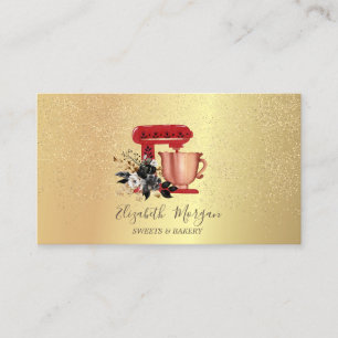 Goud Confetti Bakkerij Bloem Rode Mixer Visitekaartje