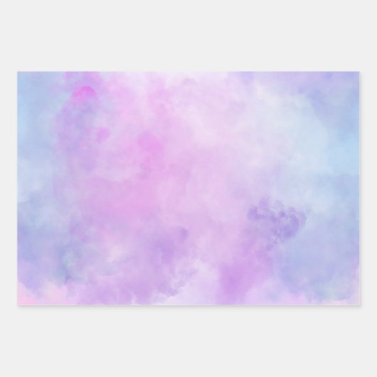 Goud Confetti Blauw Roze Paarse Girly Waterverf Inpakpapier Vel (Voorkant 3)