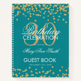 Goud Confetti Blauwgroen 30e Verjaardag Gastenboek Notitieboek