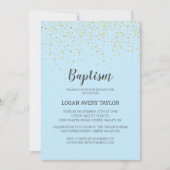Goud Confetti Blue Baby Boy Baptisme Kaart (Voorkant)