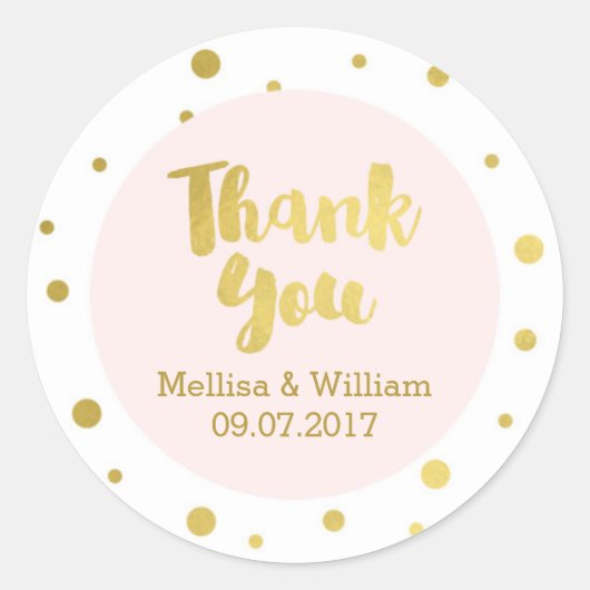 Goud Confetti Blush Roze Bruiloft Favor Labels (Voorkant)