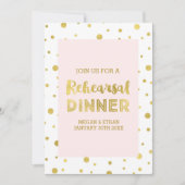 Goud Confetti Blush Roze Repetitie Diner Party Kaart (Voorkant)