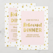 Goud Confetti Blush Roze Repetitie Diner Party Kaart (Voorkant / Achterkant)