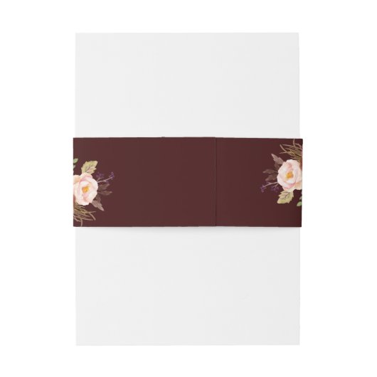 Goud Confetti Bourgondië Floral bruiloft Uitnodigingen Wikkel (Achterkant Voorbeeld)