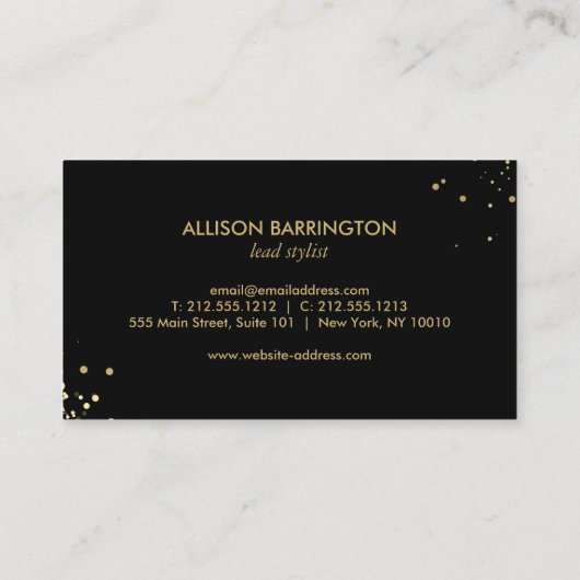 Goud Confetti Circle Grey Visitekaartje (Achterkant)