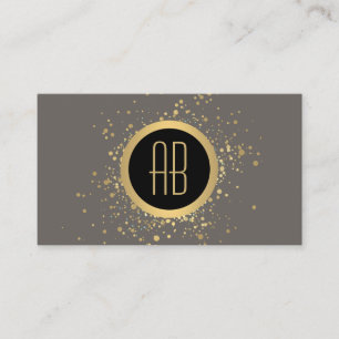 Goud Confetti Circle Monogram Grijs Visitekaartje
