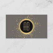 Goud Confetti Circle Monogram Grijs Visitekaartje (Voorkant)