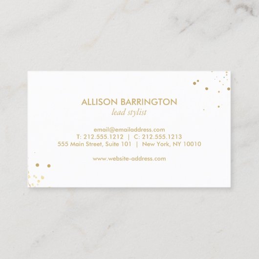 Goud Confetti Circle Wit Visitekaartje (Achterkant)