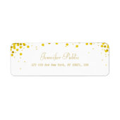 Goud Confetti Elegant Script Luxe Modern Etiket (Voorkant)