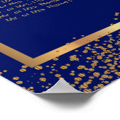 Goud Confetti en donkerblauw - 8 Zitschema Poster (Hoek)