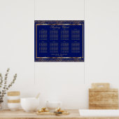 Goud Confetti en donkerblauw - 8 Zitschema Poster (Keuken)