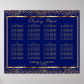 Goud Confetti en donkerblauw - 8 Zitschema Poster (Voorkant)